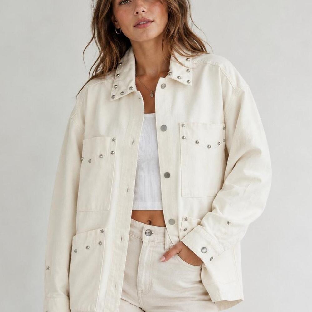Universal thread cream studded jacket